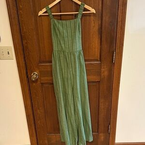 Ace & Jig Green Striped Jumpsuit with pockets and cross straps S